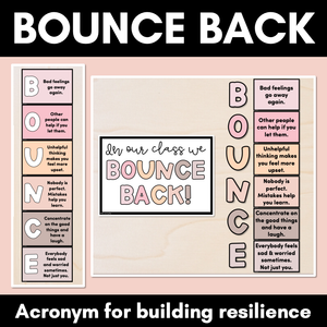 BOUNCE BACK Resilience Acronym Posters - Neutral Classroom Decor