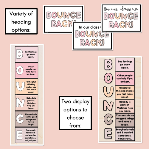 Resource preview 3 for BOUNCE BACK Resilience Acronym Posters - Neutral Classroom Decor