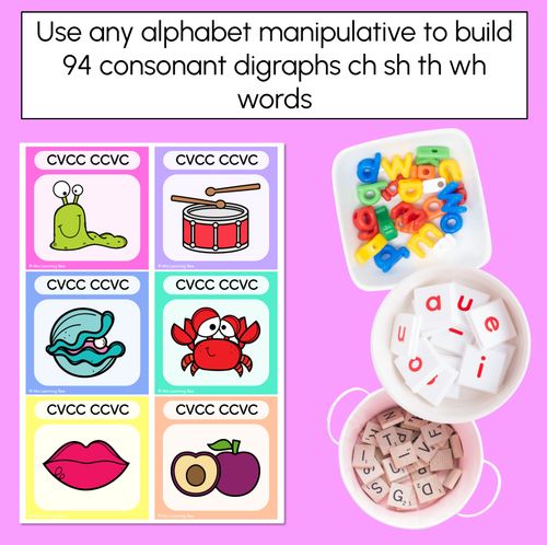 Resource preview 2 for CH SH TH WH Consonant Digraph Word Building Cards