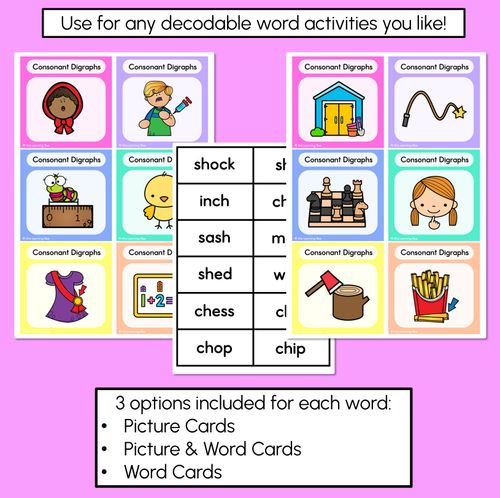 Resource preview 3 for CH SH TH WH Consonant Digraph Word Building Cards