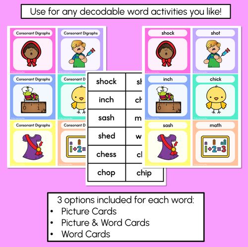 Resource preview 4 for CH SH TH WH Consonant Digraph Word Building Cards