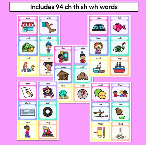 Resource preview 4 for CH SH TH WH Consonant Digraph Word Building Cards