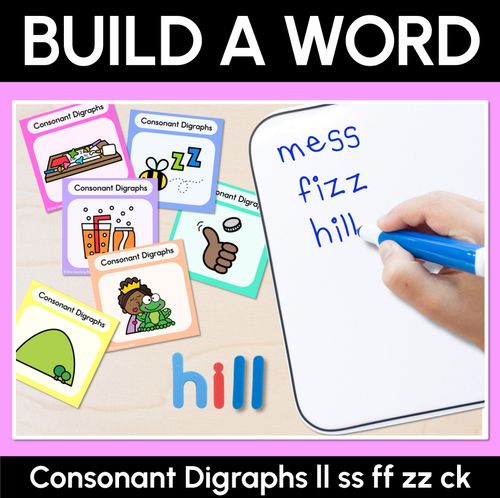 Resource preview 1 for LL SS FF ZZ CK Consonant Digraph Word Building Cards