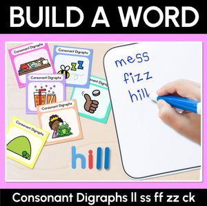 LL SS FF ZZ CK Consonant Digraph Word Building Cards