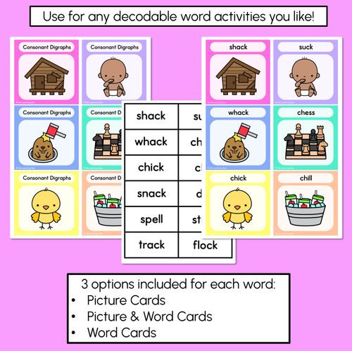 Resource preview 4 for LL SS FF ZZ CK Consonant Digraph Word Building Cards