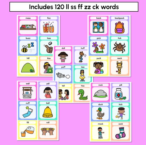Resource preview 3 for LL SS FF ZZ CK Consonant Digraph Word Building Cards