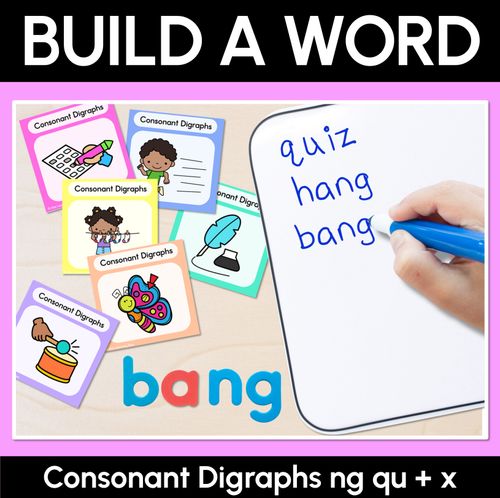 Resource preview 1 for QU NG X Consonant Digraph Word Building Cards