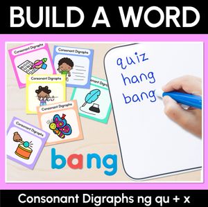 QU NG X Consonant Digraph Word Building Cards