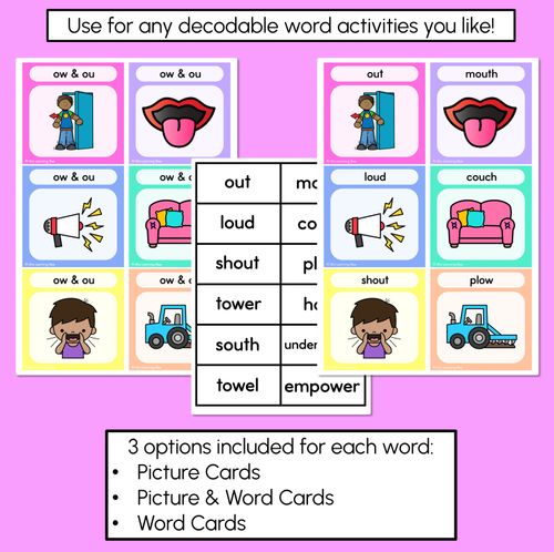 Resource preview 3 for DIPHTHONG OW & OU Word Building Cards