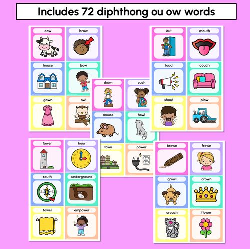 Resource preview 4 for DIPHTHONG OW & OU Word Building Cards