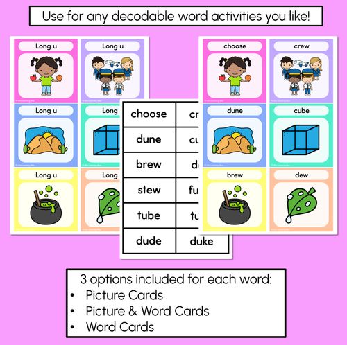 Resource preview 3 for Long Vowel U Sound Word Building Cards