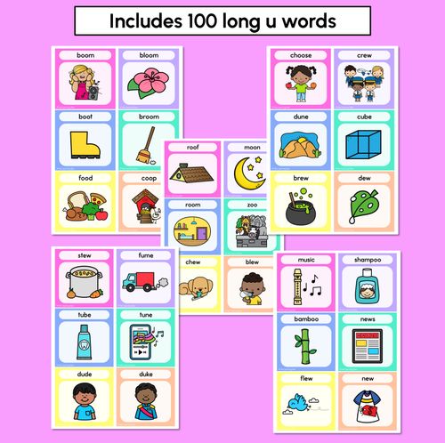 Resource preview 4 for Long Vowel U Sound Word Building Cards