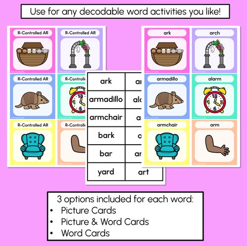 Resource preview 4 for R-Controlled Vowel AR Word Building Cards - Decodable Words