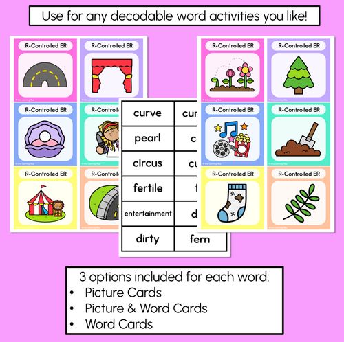 Resource preview 3 for R-Controlled Vowel ER Word Building Cards - Decodable Words