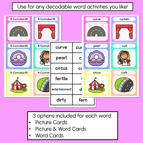 Resource preview 4 for R-Controlled Vowel ER Word Building Cards - Decodable Words