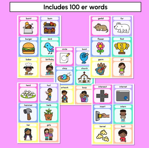 Resource preview 4 for R-Controlled Vowel ER Word Building Cards - Decodable Words