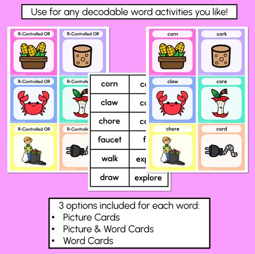 Resource preview 4 for R-Controlled Vowel OR Word Building Cards - Decodable Words