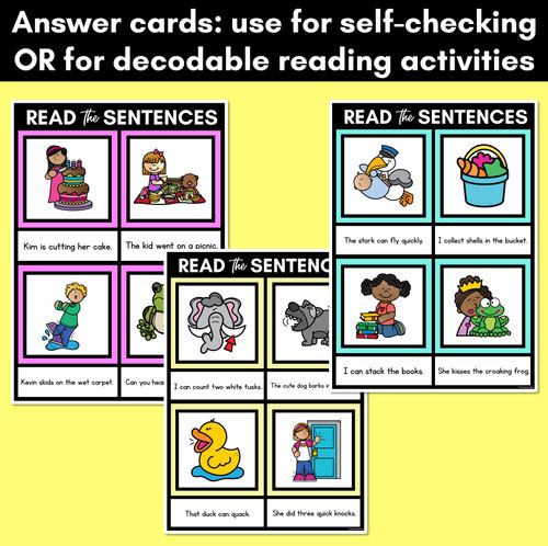 Resource preview 4 for C Phoneme Decodable Sentence Mats - Read & Match