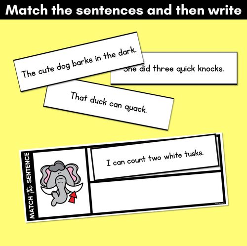 Resource preview 3 for C Phoneme Decodable Sentences - Read, Match & Write