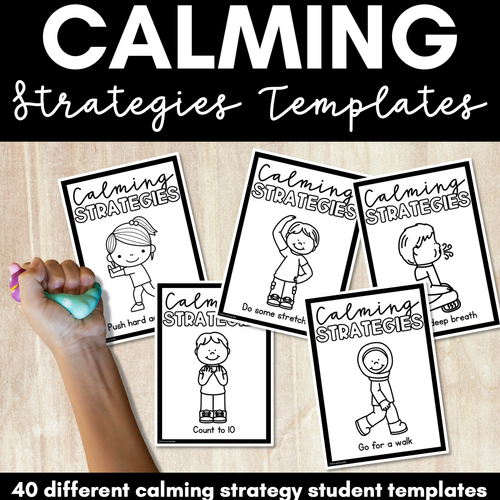 Resource preview 1 for Calming Strategies for Children - Black and White Student Templates