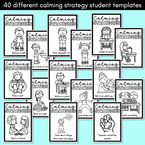 Resource preview 2 for Calming Strategies for Children - Black and White Student Templates