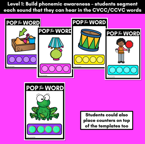 Resource preview 2 for CCVC CVCC POPPIT TASK CARDS - Phonemic Awareness + CVCC Word Mapping