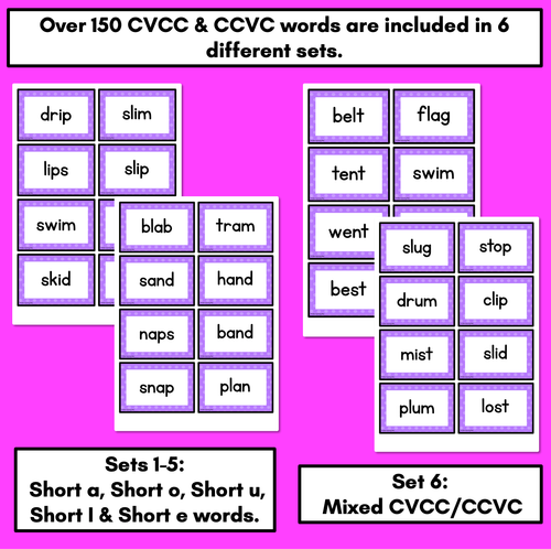 Resource preview 3 for CVCC CCVC WORDS CARD GAME - Crash CVCC and CCVC Activity