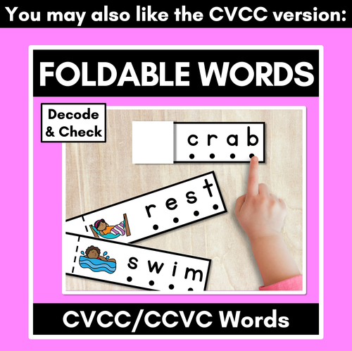 Resource preview 4 for CVC Word Foldable Strips - Decodable Word Task Cards for Kindergarten Phonics