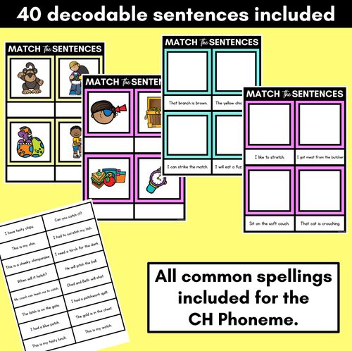 Resource preview 2 for CH Phoneme Decodable Sentence Mats - Read & Match