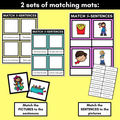 Resource preview 3 for CH Phoneme Decodable Sentence Mats - Read & Match