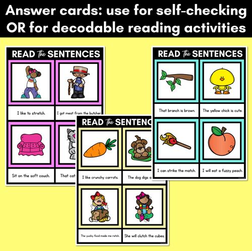 Resource preview 4 for CH Phoneme Decodable Sentence Mats - Read & Match