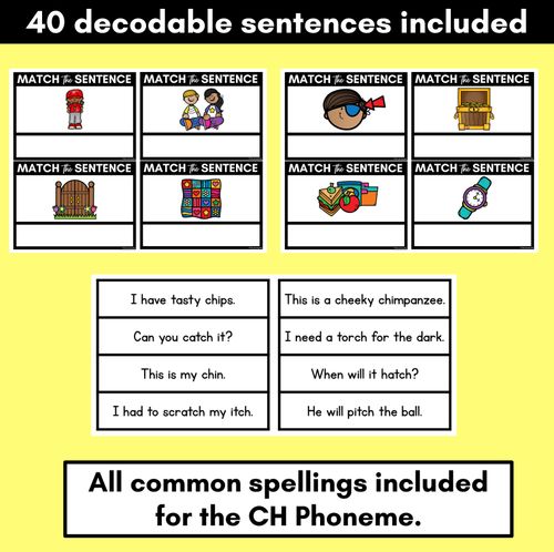 Resource preview 3 for CH Phoneme Decodable Sentences - Read & Match