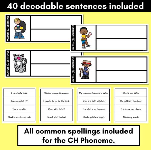 Resource preview 2 for CH Phoneme Decodable Sentences - Read, Match & Write