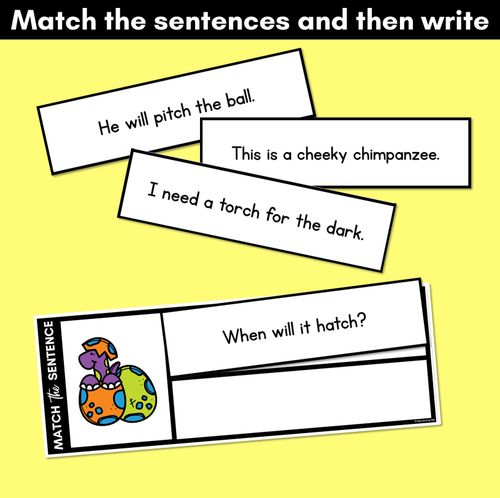 Resource preview 3 for CH Phoneme Decodable Sentences - Read, Match & Write