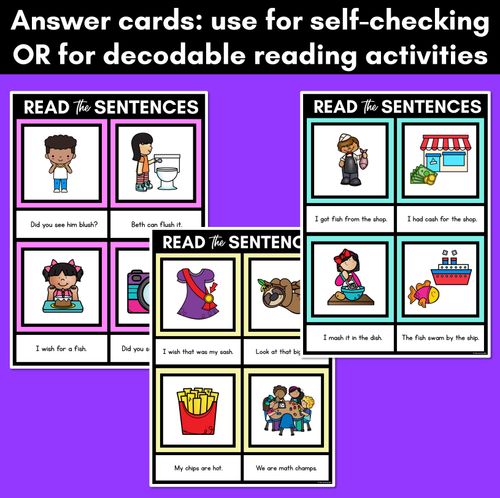 Resource preview 4 for CH SH TH WH Decodable Sentences Mats - Read & Match