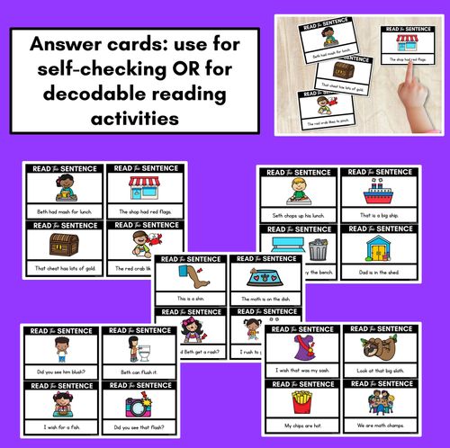 Resource preview 4 for CH SH TH WH Decodable Sentences - Read, Match & Write