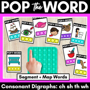 CH SH TH WH WORDS POPPIT TASK CARDS - Phonemic Awareness + Word Mapping