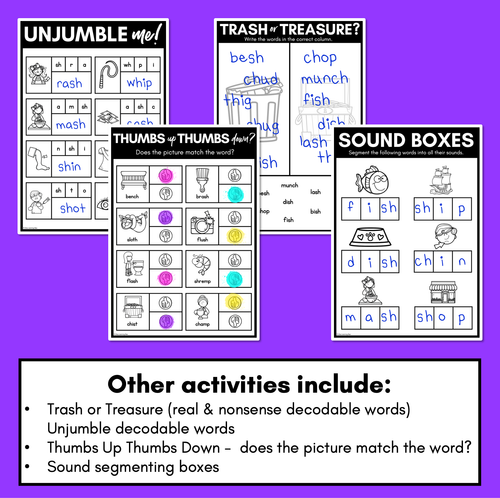 Resource preview 4 for CH SH TH WH Worksheets - PHONICS REVIEW for Consonant Digraphs