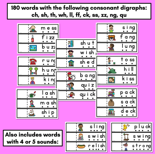 Resource preview 3 for Consonant Digraph Word Foldable Strips - Decodable Words for Phonics Lessons