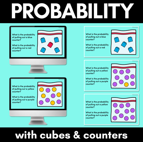 Resource preview 1 for Probability Teaching Slides with cubes and counters