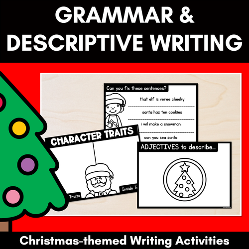 Resource preview 1 for Christmas Writing Activities - Christmas-themed Grammar & Descriptive Writing