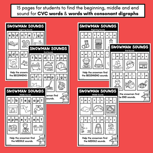 Resource preview 2 for Christmas Phonics - Snowman Sounds - CVC Words, Consonant Digraphs & Long Vowels