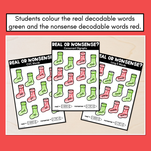 Resource preview 2 for Christmas Phonics - Real and Nonsense Decodable Words - CVC, Consonant Digraphs & Long Vowels