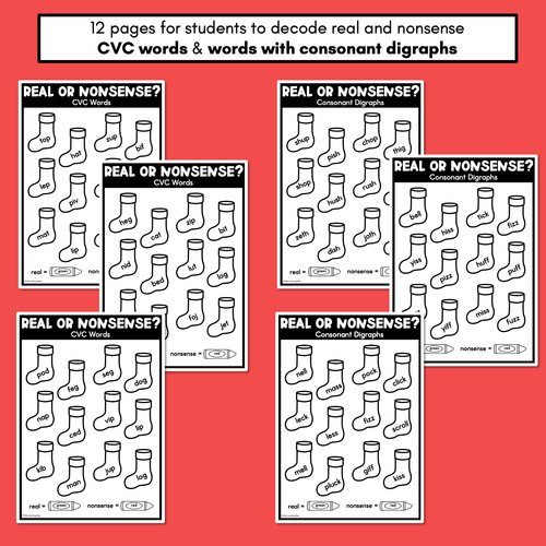 Resource preview 3 for Christmas Phonics - Real and Nonsense Decodable Words - CVC, Consonant Digraphs & Long Vowels