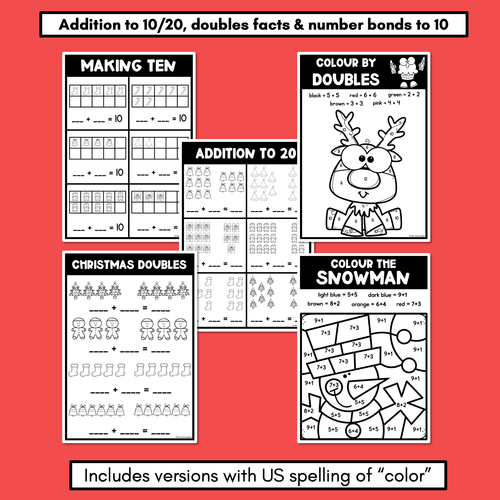 Resource preview 3 for Christmas Math Activities - Counting, Number Facts & Addition to 20