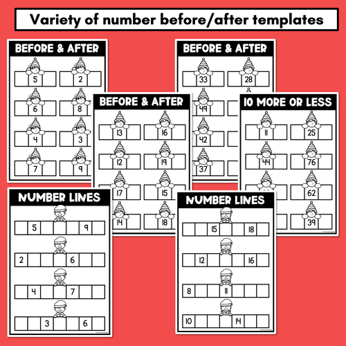 Resource preview 2 for Christmas Math Activities - Numbers Before & After