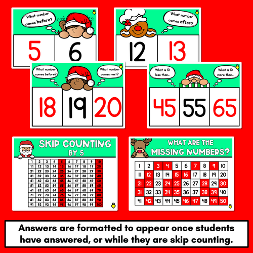 Resource preview 3 for Christmas Activities Kindergarten, Grade 1 and Grade 2 - Christmas Math PowerPoint