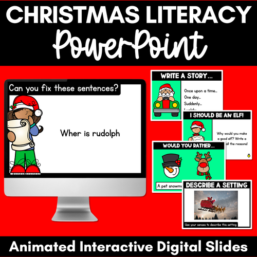 Resource preview 1 for Christmas Activities for Kindergarten, Grade 1 and Grade 2 - Christmas Literacy PowerPoint