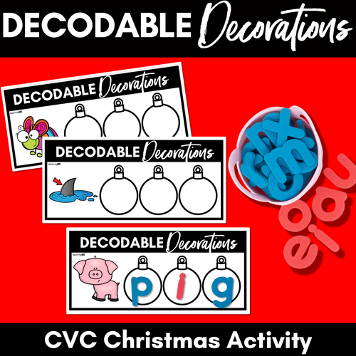 Resource preview 2 for Christmas Activities Kindergarten - CVC Word Mats - Decodable Decorations