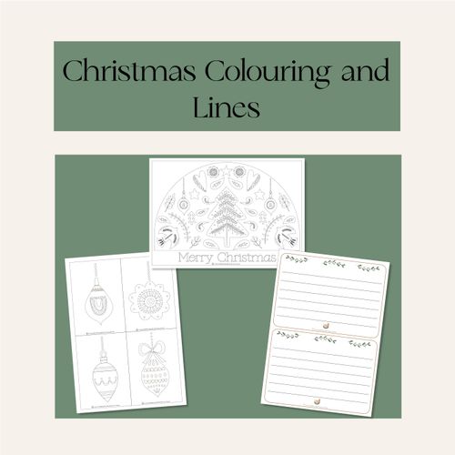 Resource preview 1 for Christmas Colouring and Writing Lines- FREEBIE